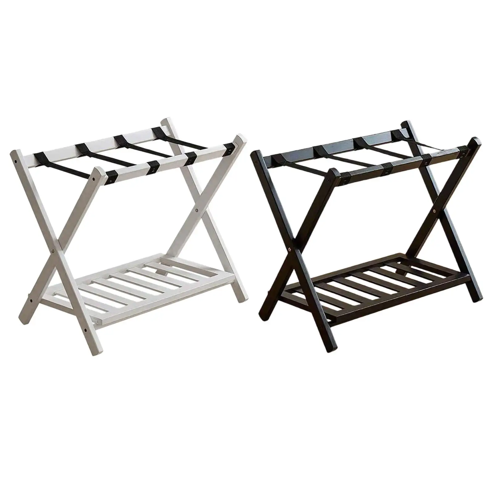 Folding Luggage Rack Suitcase Stand Multifunction 2 Layers Thickened Shoe Rack