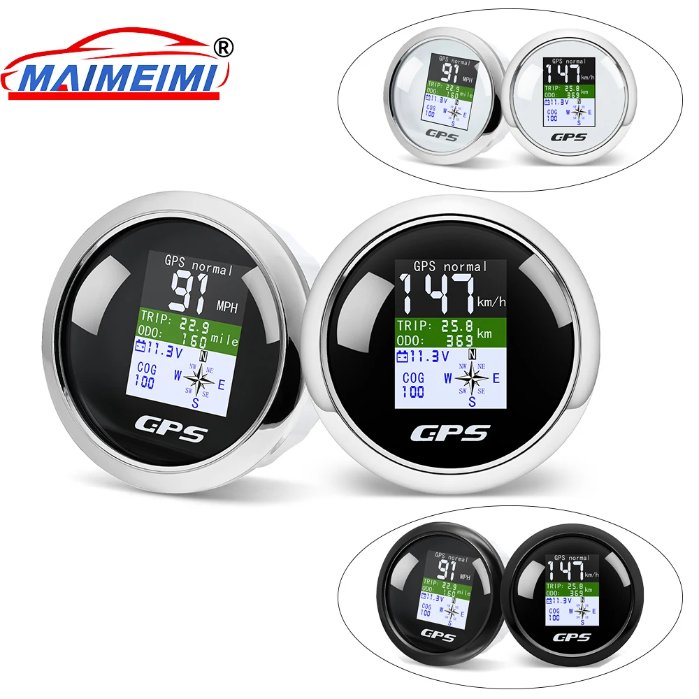85mm GPS Speedometer With GPS Antenna Adjustable Trip ODO COG Voltmeter TFT Screen Speed Gauges For Motor Yacht Boat