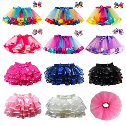 Girls Summer Tutu Skirt Baby Girls Mini Tutu Skit Ballet Dance Rainbow Pettiskirt Children Clothing Kids Fluffy Colorful Skirt