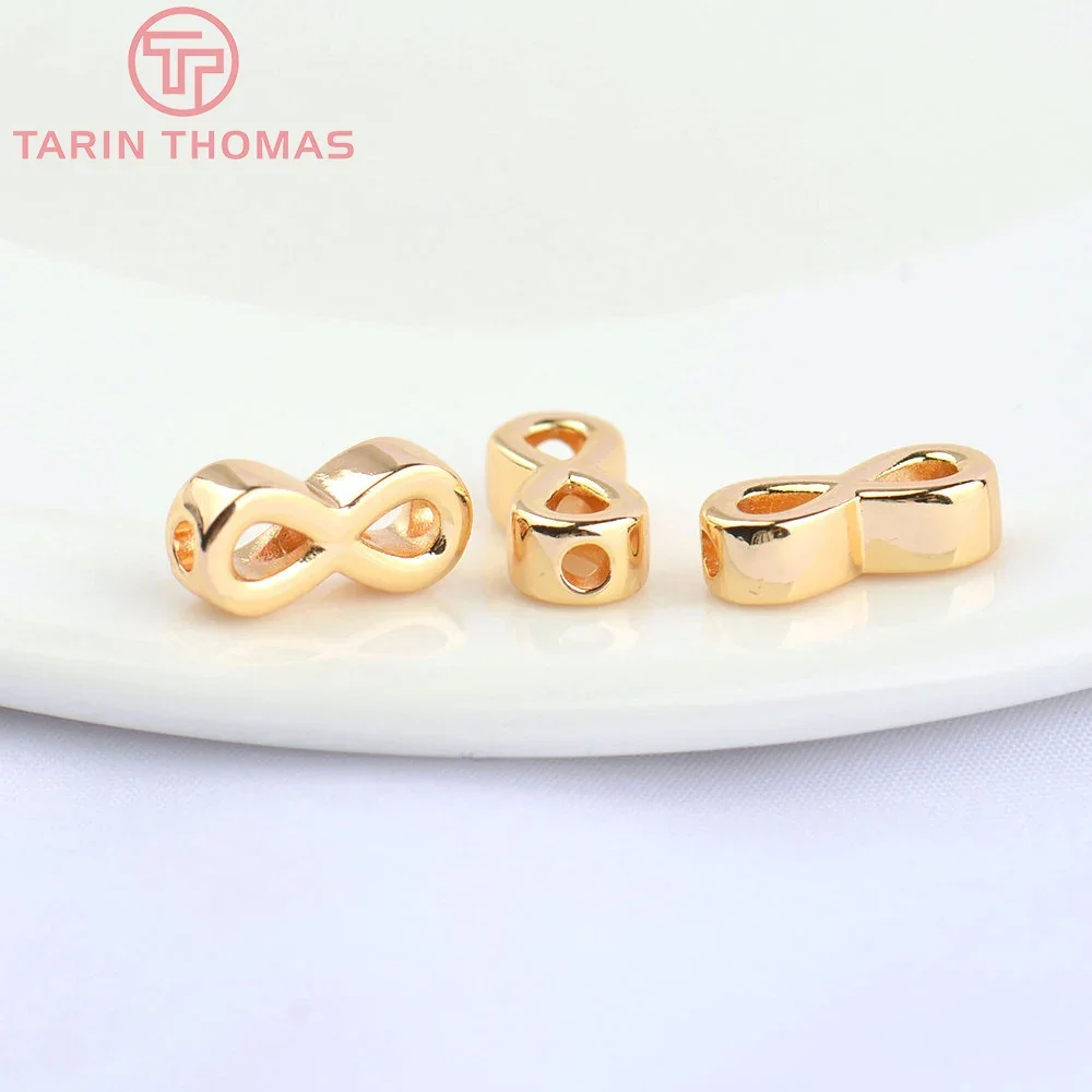 

(5149)6PCS 6x12.5MM 24K Gold Color Brass 8 Character Spacer Bracelet Beads High Quality Diy Jewelry Accessories Wholesale