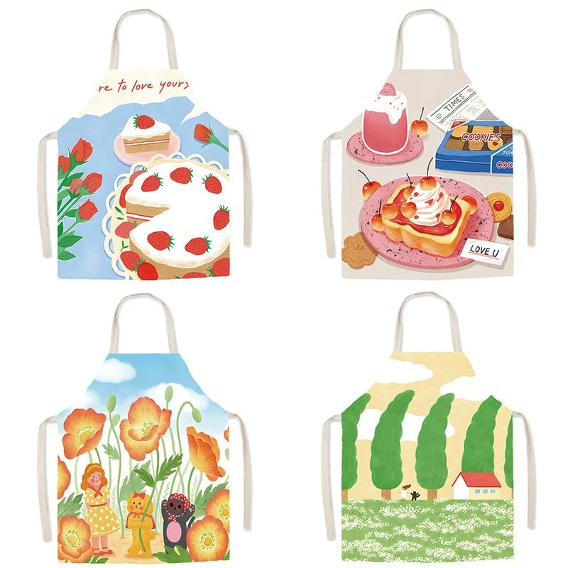 

Free Life Fabric Apron Cute Cartoon Baking Kitchen Home Personality Creative Art Gift Coverall