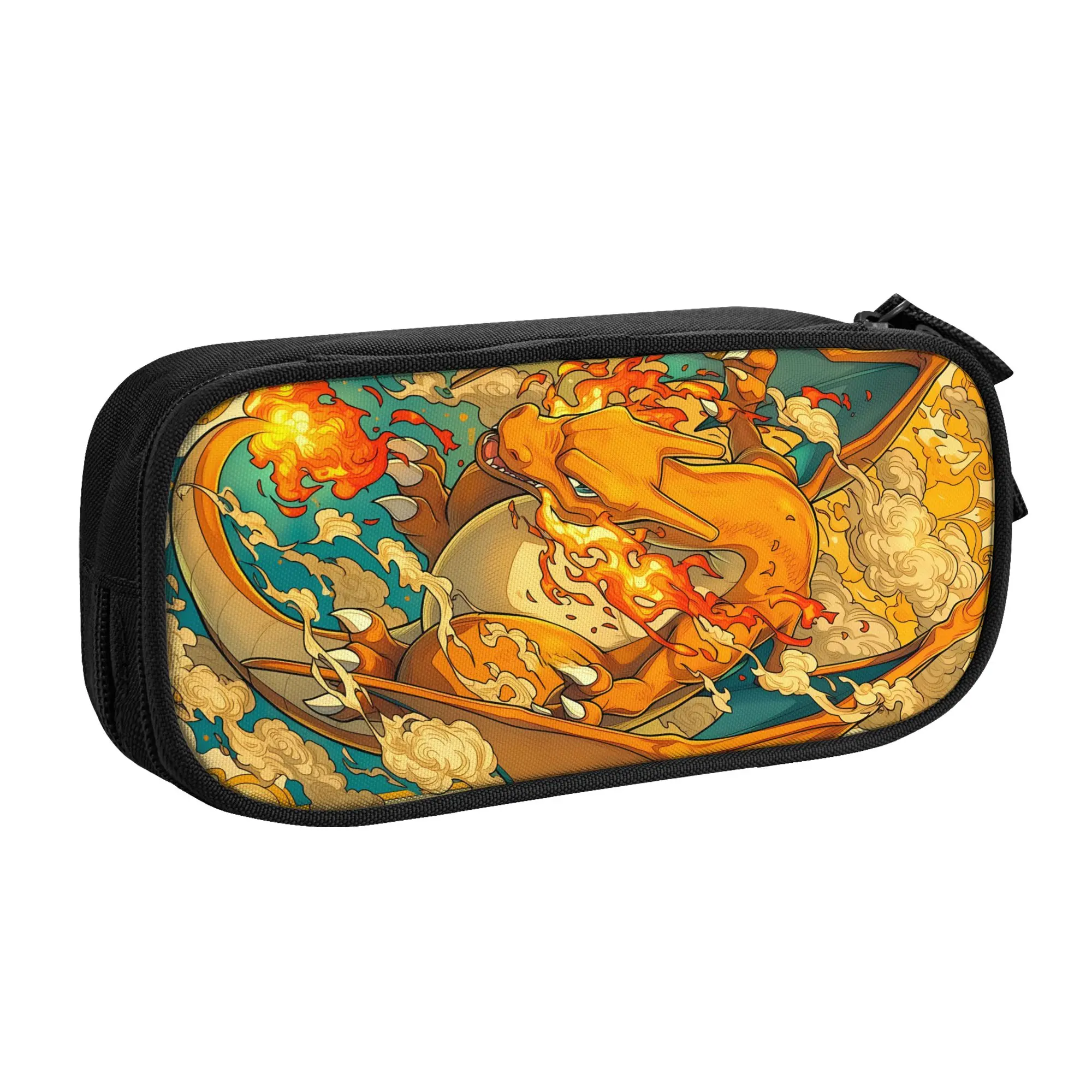 Large Capacity Bags For Child Cartoon Pokemons Charizard Fire Cloud Style Print  Estuche Escolar For Boys Gilrs Kids