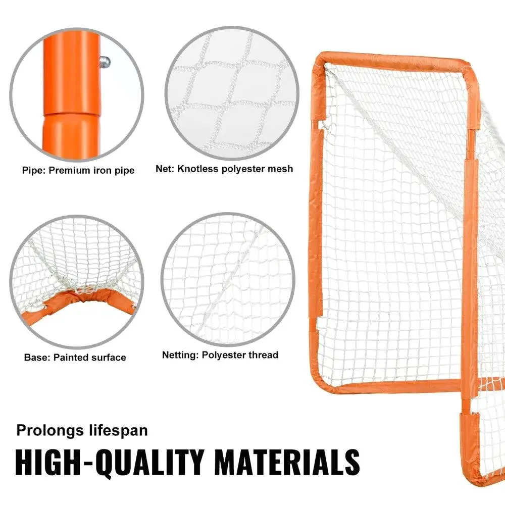 4FT for youth LACROSSE GOAL FOLDING IRON FRAME BACKYARD TRAINING KIDS QUICK SETUP PORTABLE ORANGE
