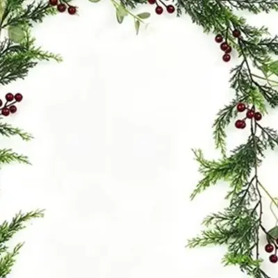 78.7 Inch Artificial Christmas Garland With Red Berries And Eucalyptus Flexible Pine Vine For Home Fireplace Mantel Holiday Deco