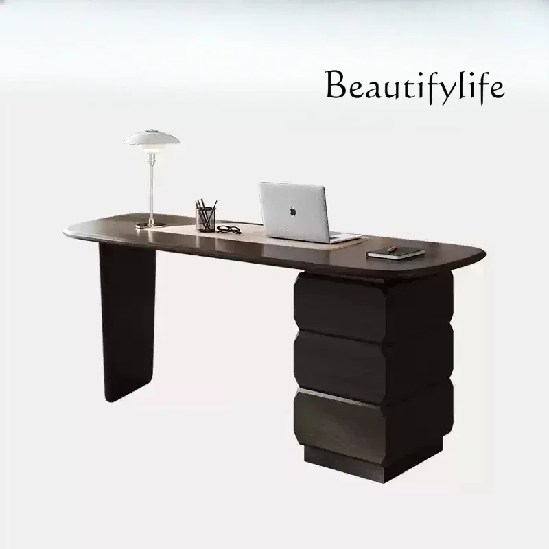 

Italian minimalist desk light luxury modern study writing table high-end solid wood desk