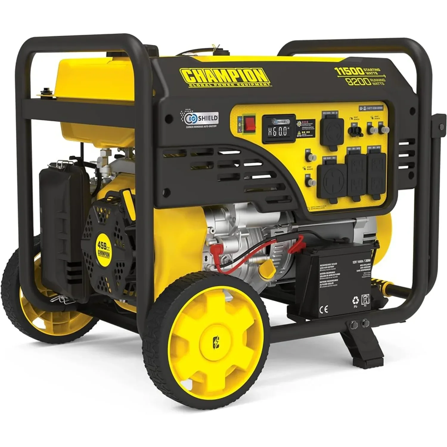 Power Equipment 201110 11,500/9,200-Watt Electric Start Portable Generator with CO Shield,Yellow