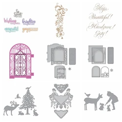 Holiday Cabinet Christmas Cutting Dies Sentiments Die Cuts For DIY Scrapbooking Album Card Making Decor