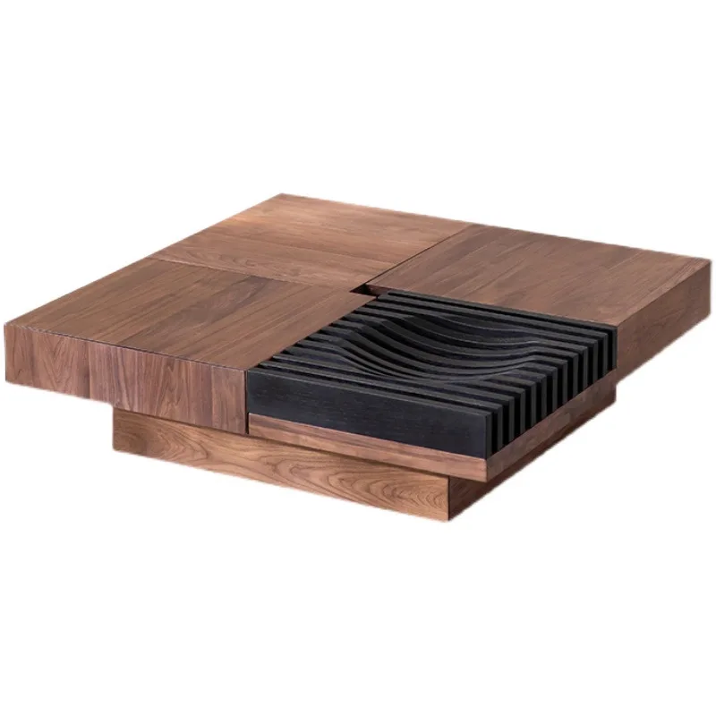 

North American black walnut coffee table Nordic modern simple living room storage square solid wood coffee table TV cabinet