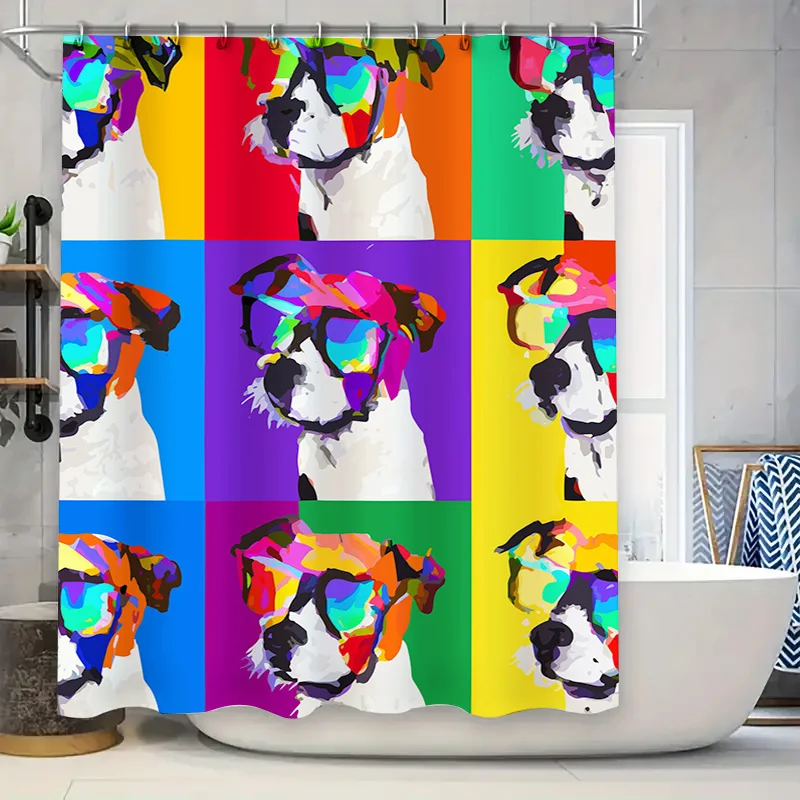 

Очаровательная такса с сердечками любви, синяя занавеска для душа для декора ванной комнаты, высококачественная ткань, водонепроницаемый дизайн, подходит для домашних животных