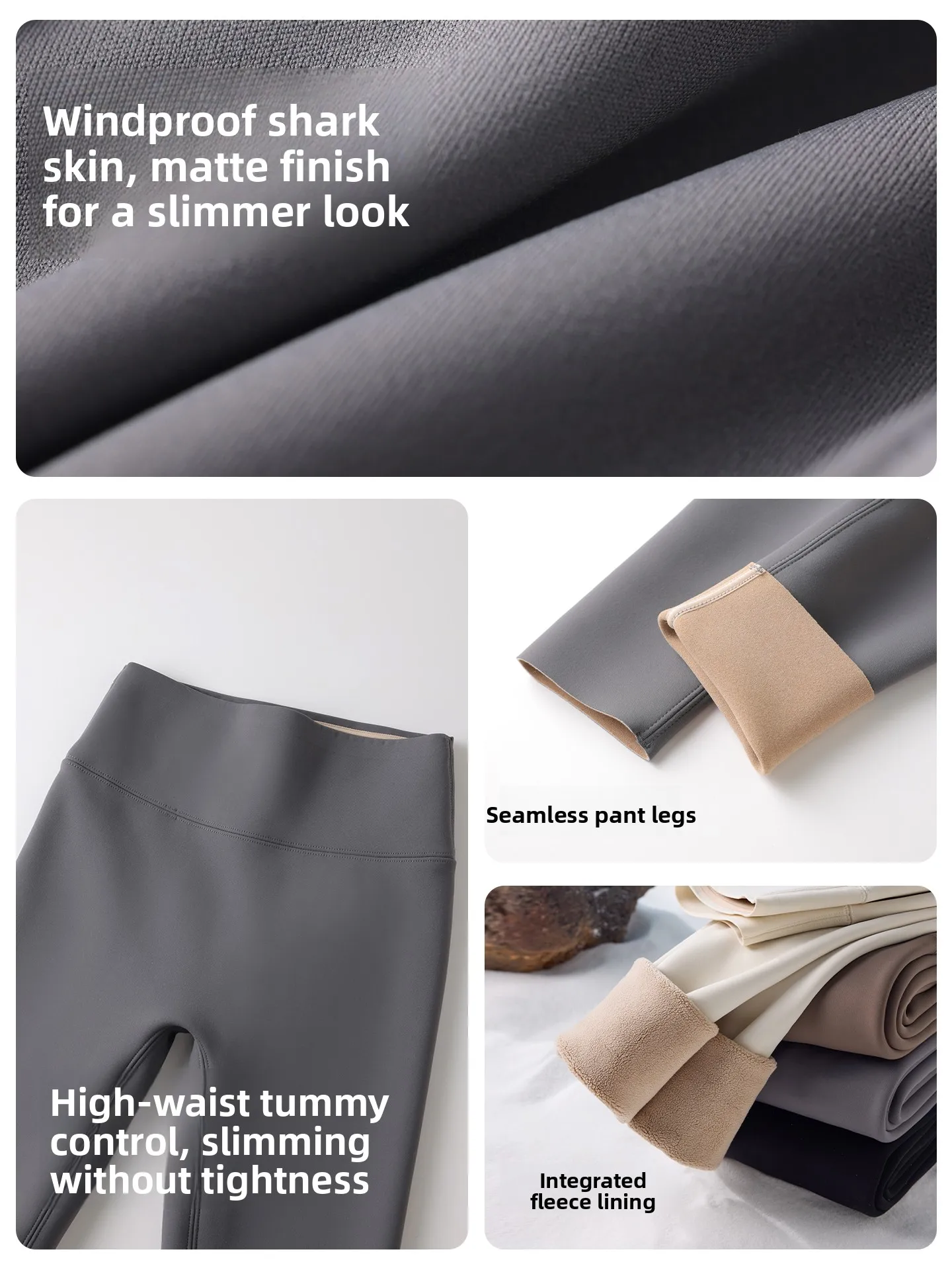 Women's High-Waist Fce Lined Thi Yoga arkskin Pants Autumn Winter Warm Fitn Tummy Control Slimming Base Layer Pants