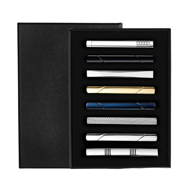 Pack of 8 Stylish Tie Fasteners Men Tie Clip Set for Men Enhances Your Professional Images with These Simple Accessories 37JB