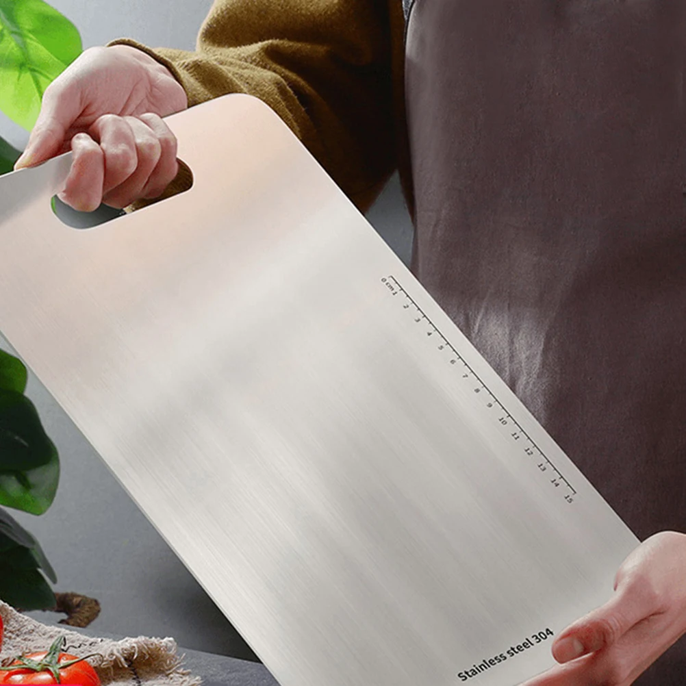 

Разделочная доска из нержавеющей стали, двусторонняя кухонная разделочная доска, фрукты, мясо, овощи, серебро, водостойкая доска для выпечки