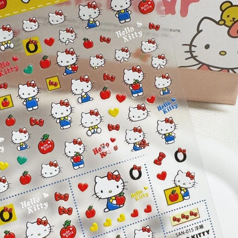 Hello Kitty-Autocollant mignon Sanurgente pour étui de téléphone portable, bande dessinée décorative, tasse à eau, bracelet de montre, autocollant d'art d'ongle d'ordinateur, vente en gros