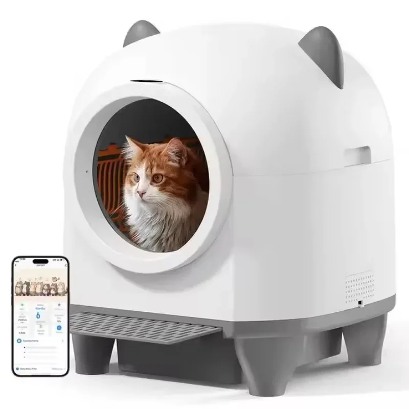 OEM Cat Litter Box Self Cleaning Smart Cat Litter Box Toilet Robot APP Control 80L Large Automatic Cat Litter Box Self-cleaning