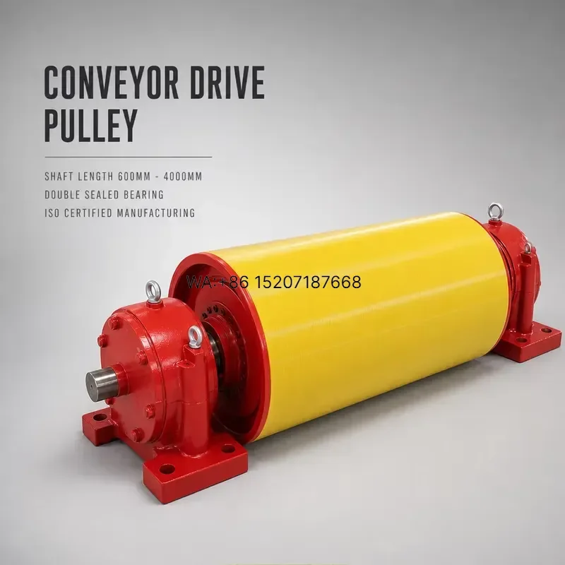 Wmwmnu Heavy Duty Rubber Lagged Conveyor Drive Pulley Shaft Length 600mm to 4000mm for Coal Mine Quarry Bulk Handling