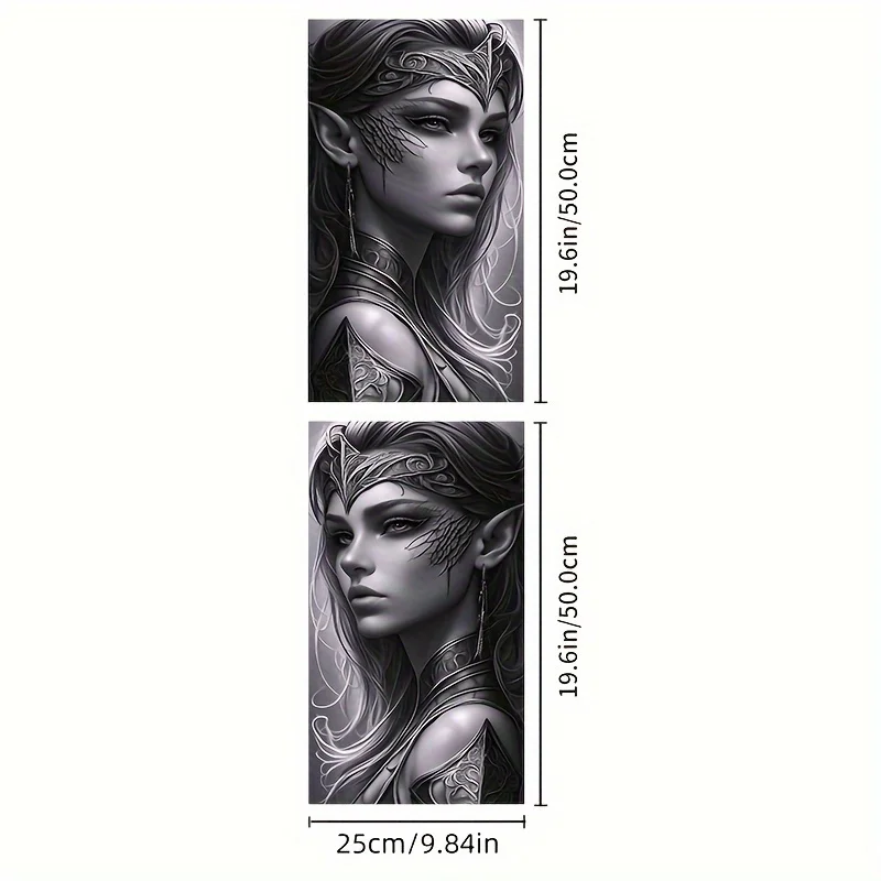 2Pcs Elf Queen Cartoon PVC B Column Sticker Self Adhesive Waterproof Scratch Resistant Car Sticker Anime, Fantasy, Cartoon Theme