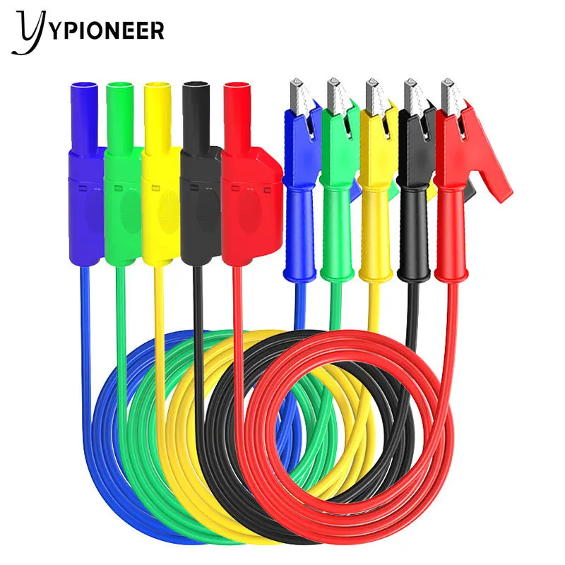 

YPioneer P1018A 4mm Shrouded Stackable Banana Plug to Crocodile Alligator Clip Test Leads Wires 3.3ft for Electrical Testing