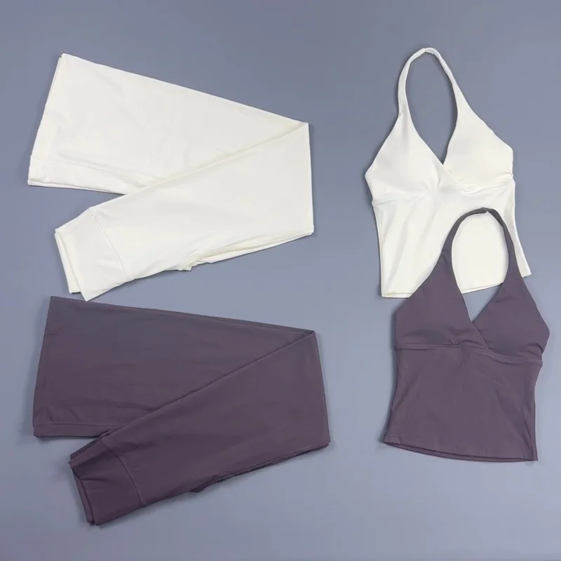 HISTELLO 2 Pieces Origin Set Women Sleeveless Tank Top Tummy Control Flare Leggings Buttery Soft Suit Fitness Workout Activewear