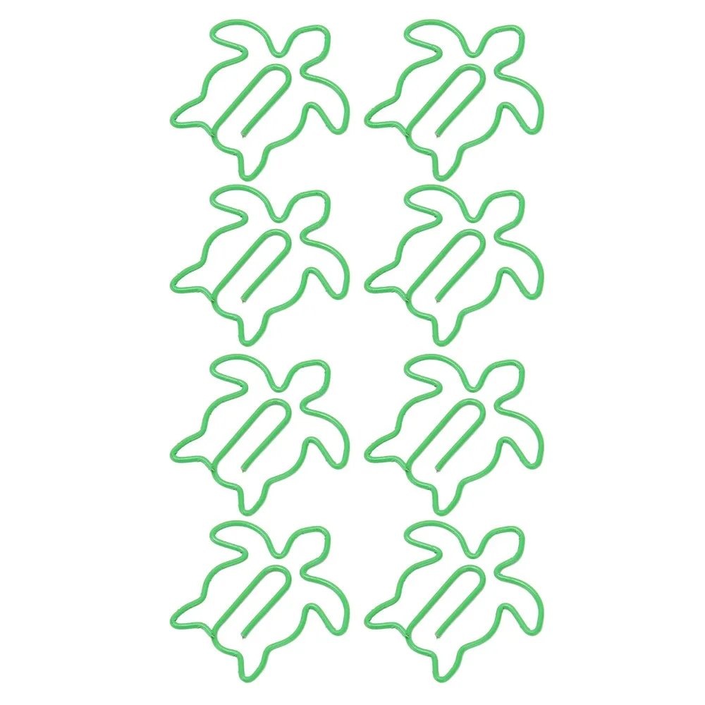 

100Pcs Green Cute Paper Clips Plastic-coated Metal Sea Turtle Fancy Paperclips Cute Design Cartoon Animals Paperclips