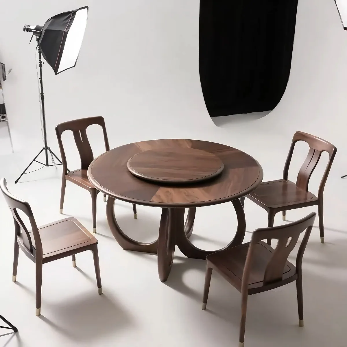 Zen B & B Restaurant Private Room Premium Sense Round Table Solid Wood Dining Table