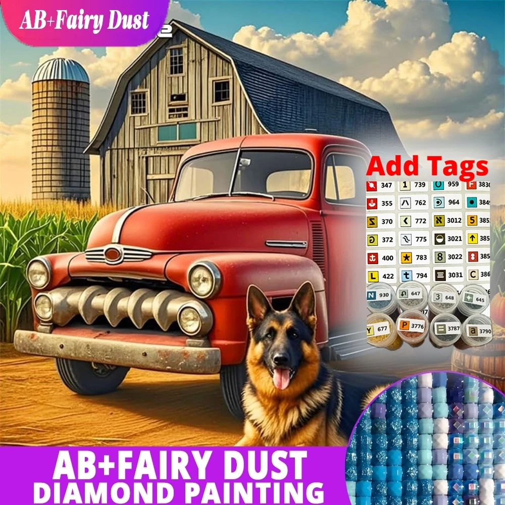 

AB Fairy Dust Car Diamond Painting House Landscape Acrylic Craft Supplies DIY Diamond Mosaic Dog Needlework Handmade Gift