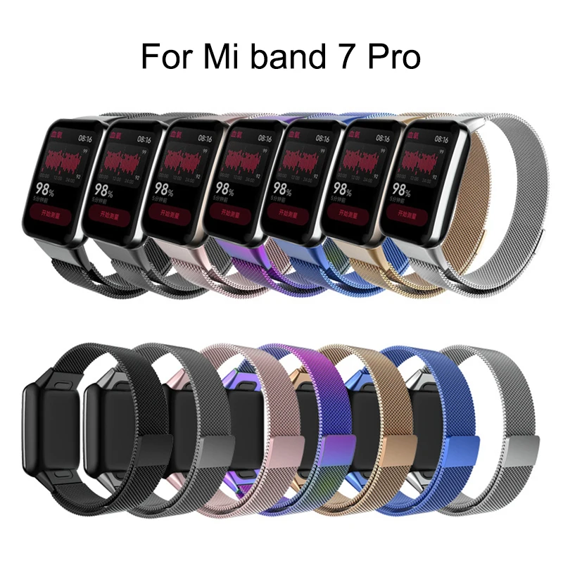 UTHAI Watchbands mi band 7 Pro Suitable for Xiaomi bracelet 7 Pro 304 Stainless steel Milan magnetic suction metal strap Z137