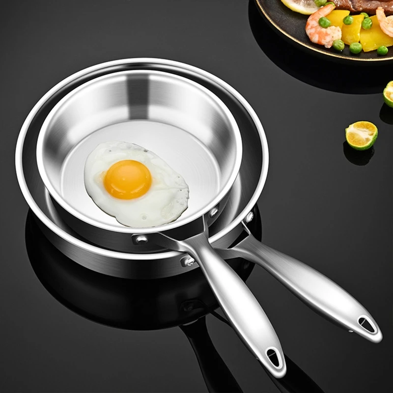 

Frying Pans Steak Pots Non-Stick Stainless Steel Material Kitchen Wok Pans Wholesale