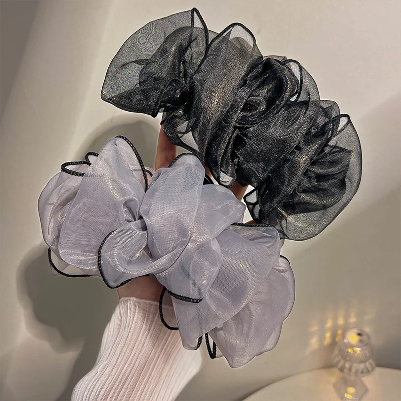 2023 New Large Chiffon Claw Clip Hair Bow Large Size Black Fabric Ribbon Bow Hair Clip Jaw Clamps Clips Accessories for Women