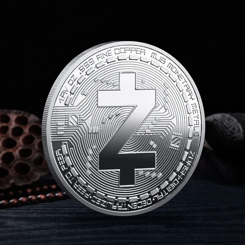 Zcash عملة ZEC عملة الذهب ، والفضة مطلي المعادن المادية تشفير Zcash عملة مع كيس من البلاستيك عملة تذكارية لجمع الفن