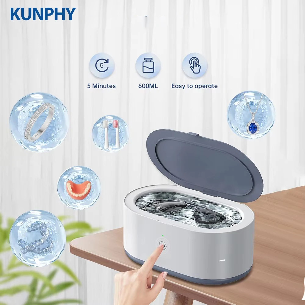 

Household Jewelry Ultrasonic Cleaner 600ML Ultrasonic Glasses Jewelry Cleaner 46KHz High Dentures Retainer Cleaning for Glasses