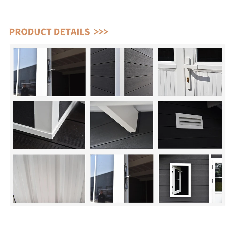 Most Popular Easy Installation Wood Plastic Composite House WPC Garage Storage Shed Tool Storage Garden Tool Storage Customized