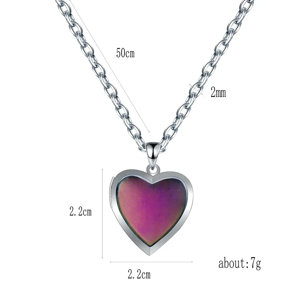 Emotional Temperature Color Changing Heart Pendant Necklace for Women Romantic Design LOVE Charm Necklace Jewelry