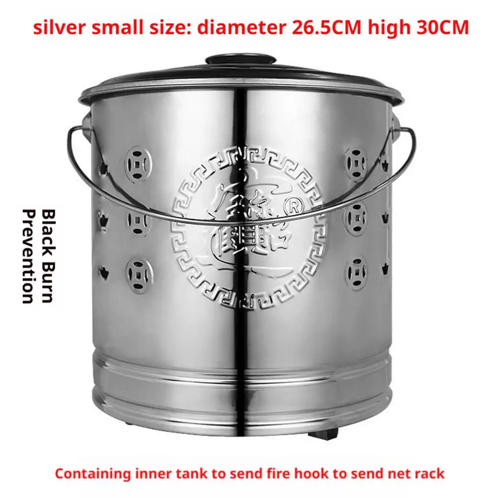 304 الفولاذ المقاوم للصدأ حرق دلو النار الموقد دلو التقليدية ورقة المال حرق برميل وعاء الكنز للخارجية