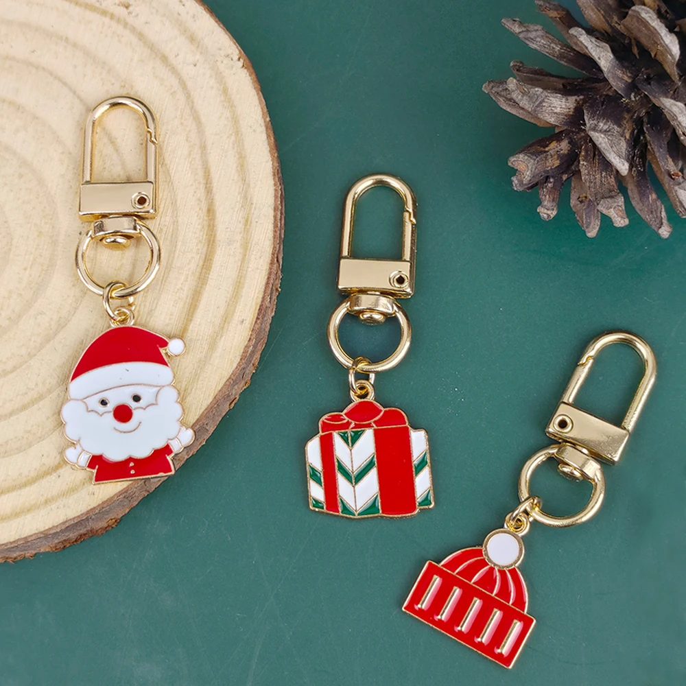 New Mixed Christmas Keychain Cute Santa Claus Deer Candy Pendant Keychain For Girls Kids Bags Decor Xmacs New Year Party Gift
