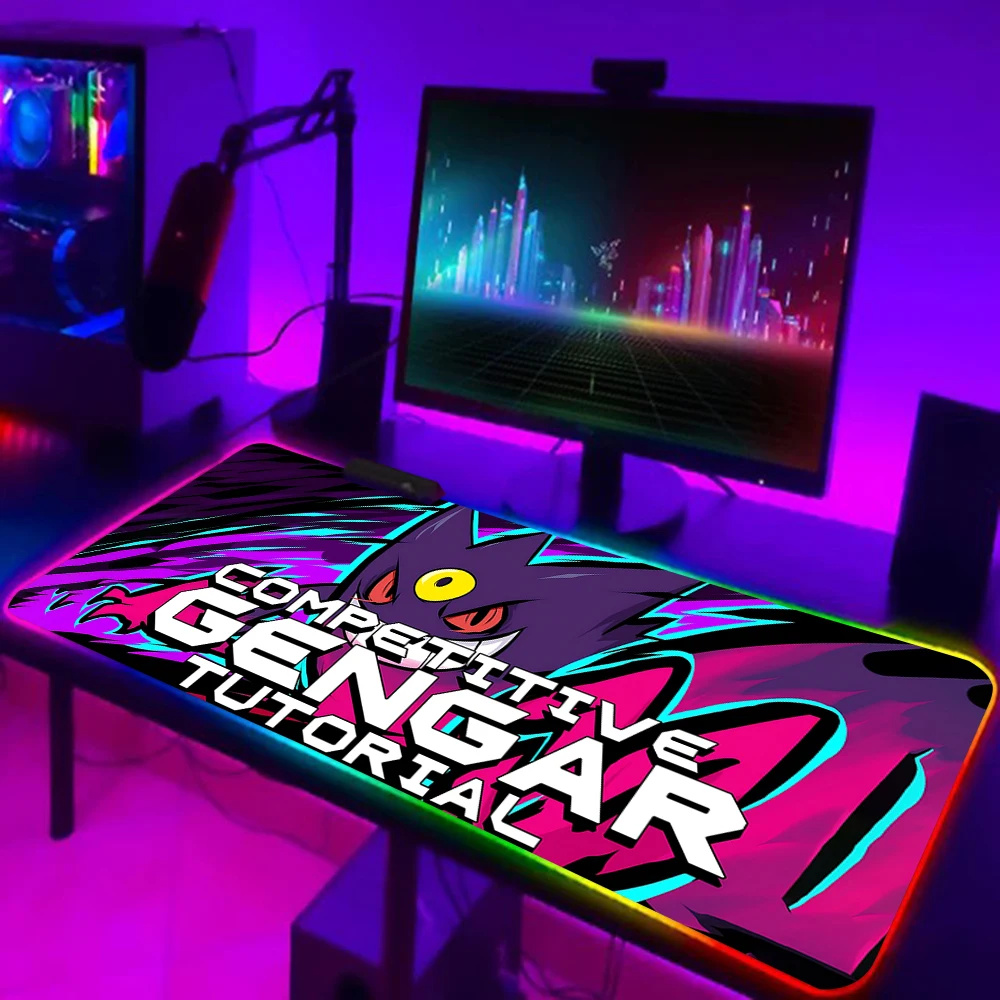 Niedlichen Anime Gengars RGB PC Gamer Tastatur Mauspad Mauspad LED leuchtende Maus matten Gummi Gaming Computer Mausepad