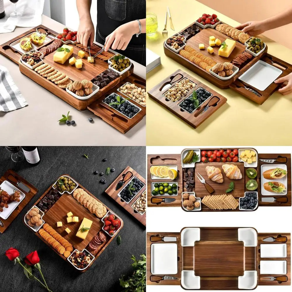 

14-Piece Acacia Wood Cheese & Charcuterie Board Set - Perfect for Housewarming, Weddings, and Special Occasions