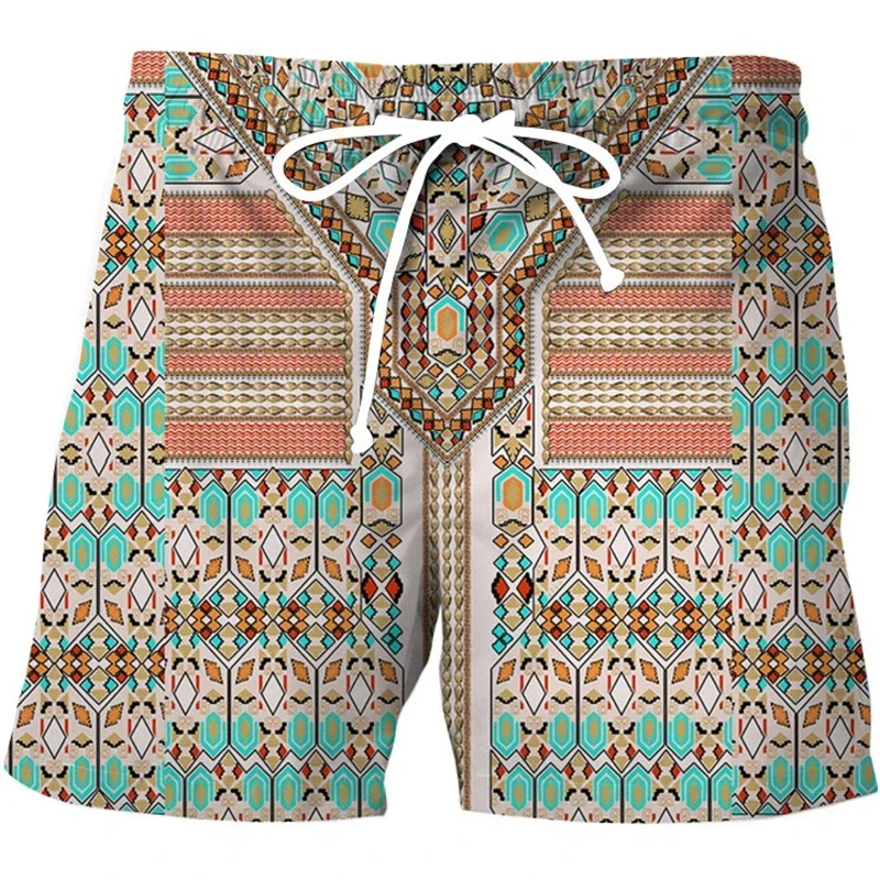Summer New Products: Men's 3D Digital Printed Beach Shorts, Casual Wear with Strings, Quick-drying and Cool Ice Swimming Trunks,