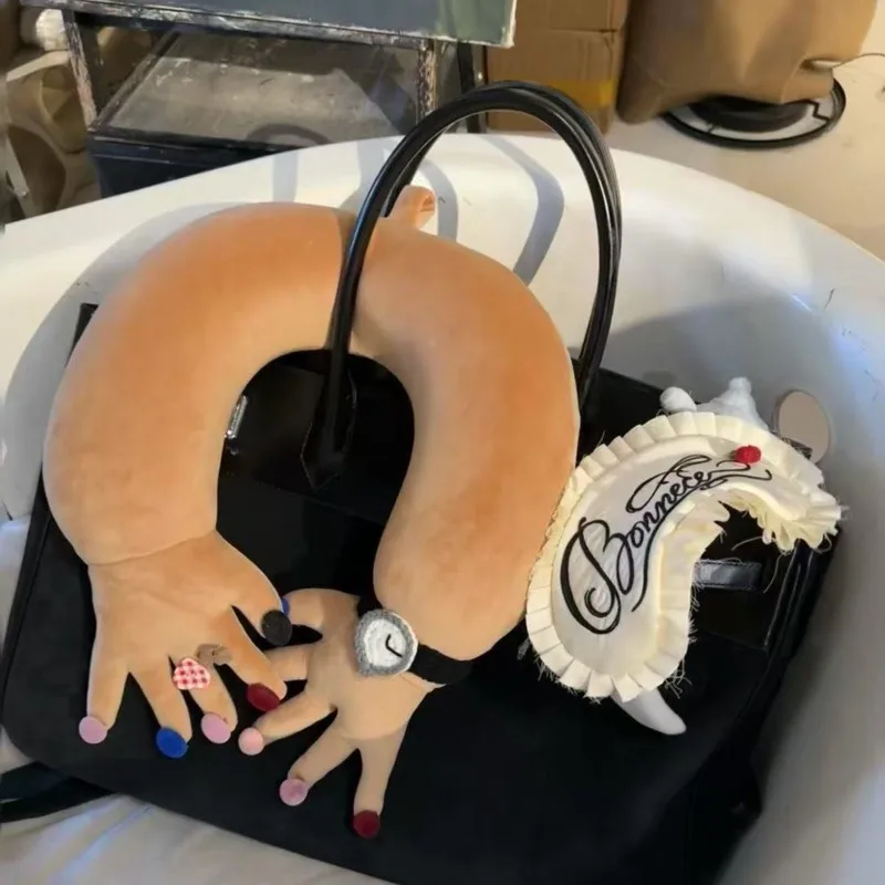 

Funny Finger U Shaped Neck Pillow Ten Fingers Interlocked Pillow Ins Style Ugly Cute Plush Pillow Creative Neck Support Cushion