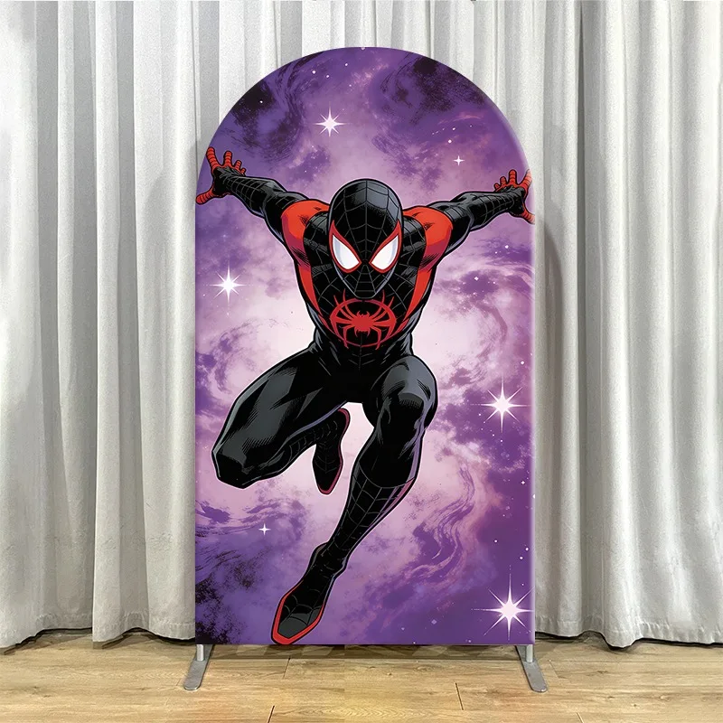 Single-layer Marvel Arch Backdrop Cover Non Elastic Spider Man Miles Morales Cosmic Background Banner Party Decor for Events - view 5