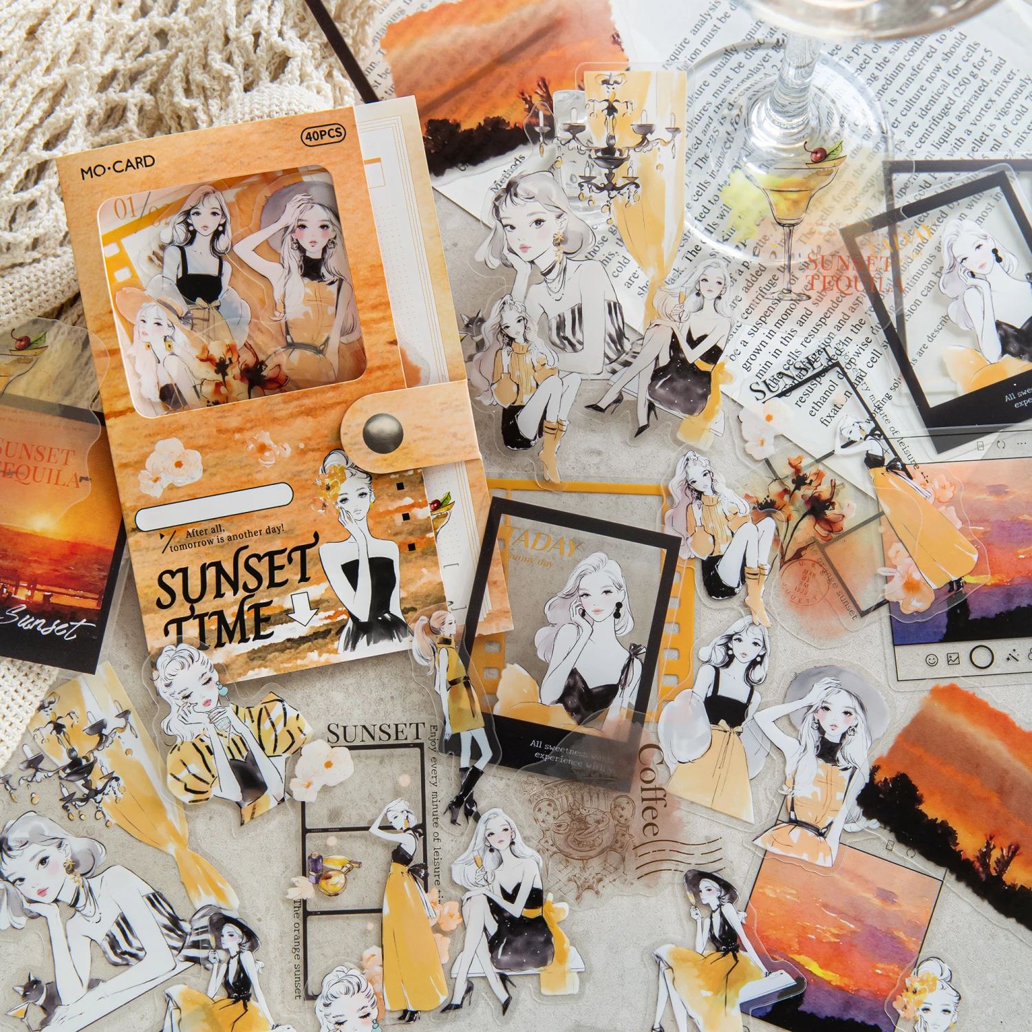 40pcs Romantic Encounter Series Creative Frame Characters PET Sticker Pack DIY Scrapbook Handmade Aesthetic Stationery Stickers