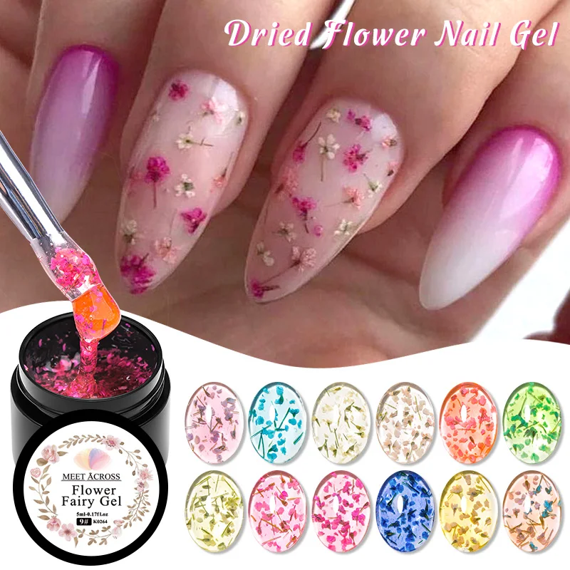 5ml Floral DIY Dried Flower Gum Gel Nail Polish Natural Flower FairyHybrid Nail Varnishes Semi Permanent Soak Off UV Nail Gel