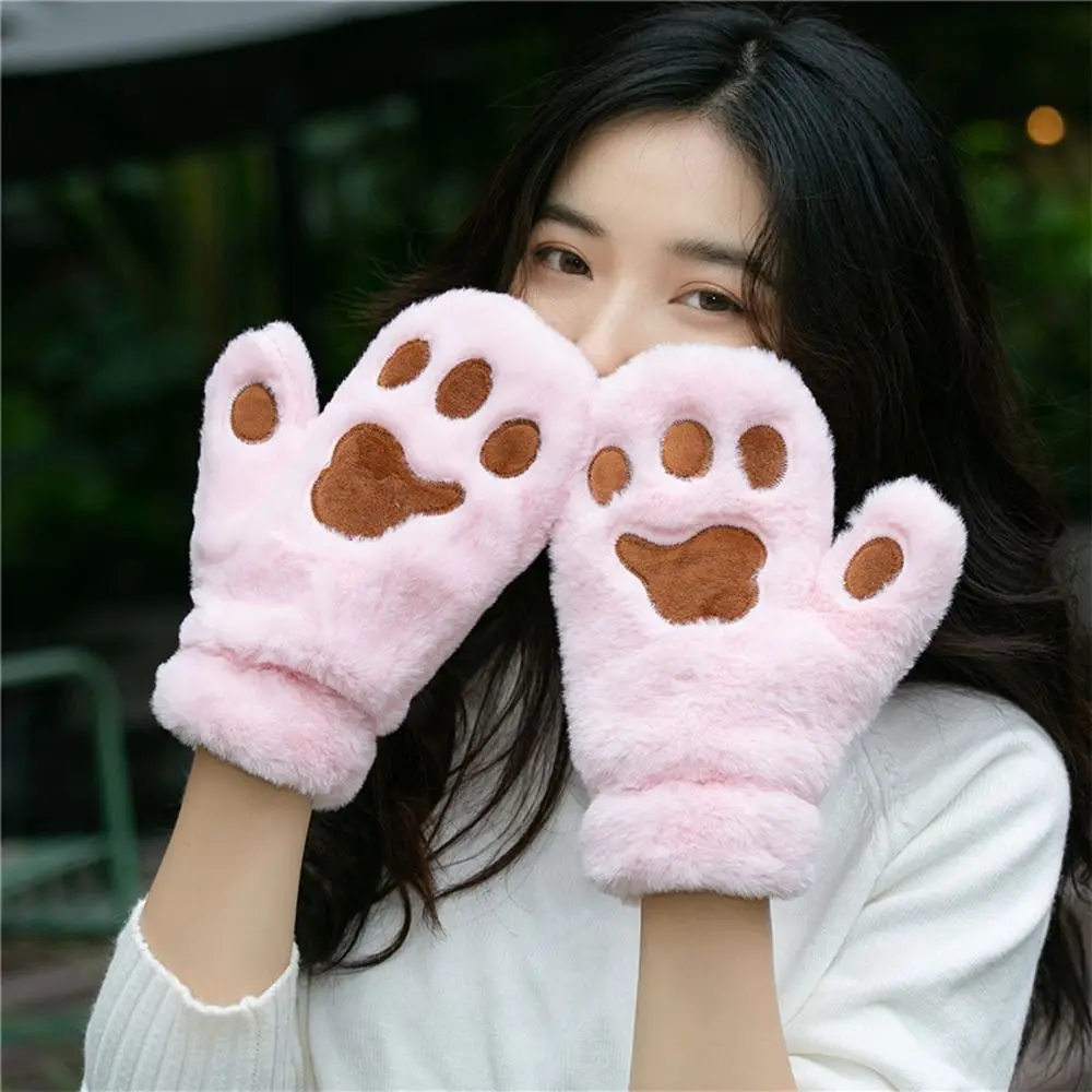 Luvas de dedo cheio para meninas, Anime Luvas de Cosplay, Luvas De Pata De Pelúcia, Windproof, Garra De Urso, Exterior, Outono, Inverno