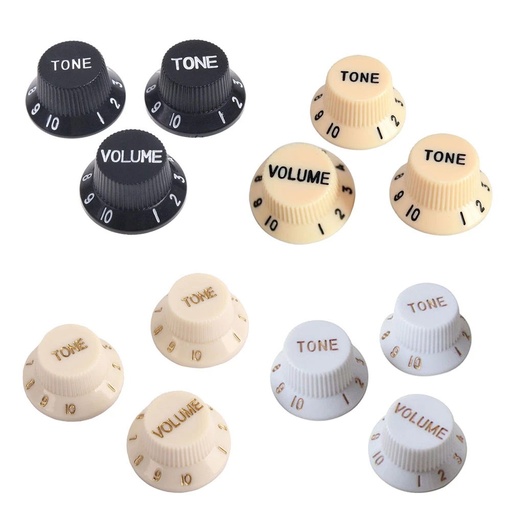 

3 PCS/ Set Plastic Hat Guitar Volume Tone Control Knobs Rotary Knobs for ST Electric Guitar Parts Replacement (Creamy)