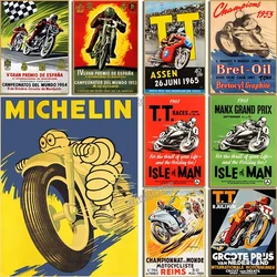 Vintage 24 Horas Motorcycle Races World Championship Posters Canvas Print Paintins TT Races Grand Mural for Home Decor Wall Art