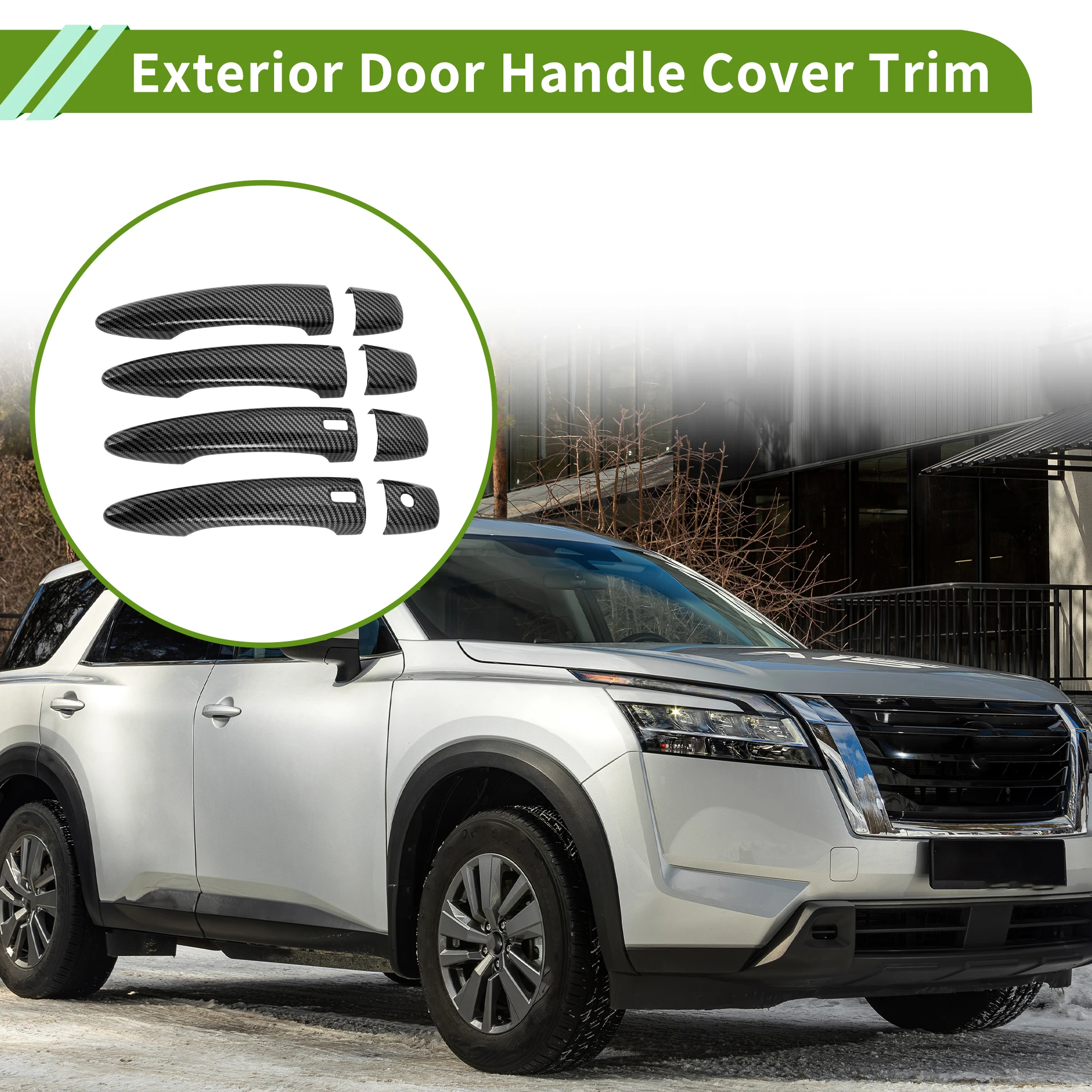 UXCELL Exterior Door Handle Cover Trim Door Handle Cover for Nissan Pathfinder 2022-2025 Smart Carbon Fiber Black 1 Set
