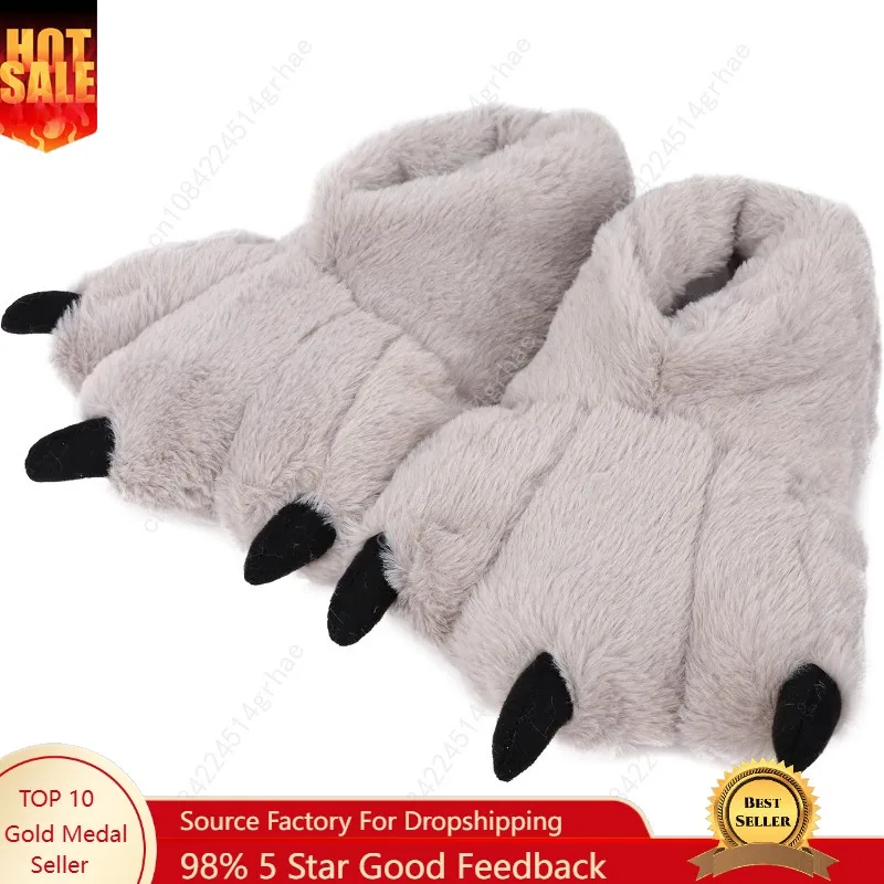 

Women Plush Animal Paw Slippers Funny Novelty Bear Claw Slippers Cozy Furry Warm Memory Foam Slippers Gifts for Halloween Christ