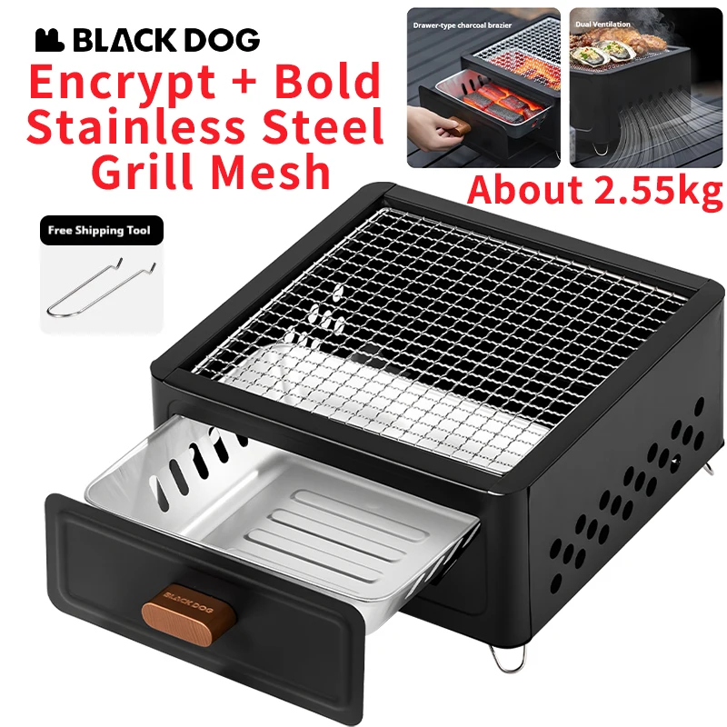 

Naturehike BLACKDOG Spring Smoke Drawer Стиль Независимый угольный бассейн Настольная печь для барбекю с двухсторонней вентиляцией De