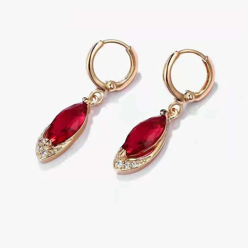 Brinco de Pedra Preciosa Natural Rubi para Fêmeas, Real 14K Rose Gold, Origem