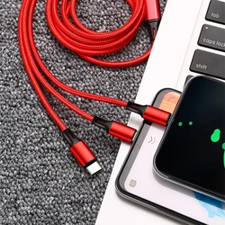 3 In 1 Micro USB Type C Charger Cable Multi Usb Port Multiple Usb Charging Cord Usbc Mobile Phone Wire For ios/Android/Type-C.