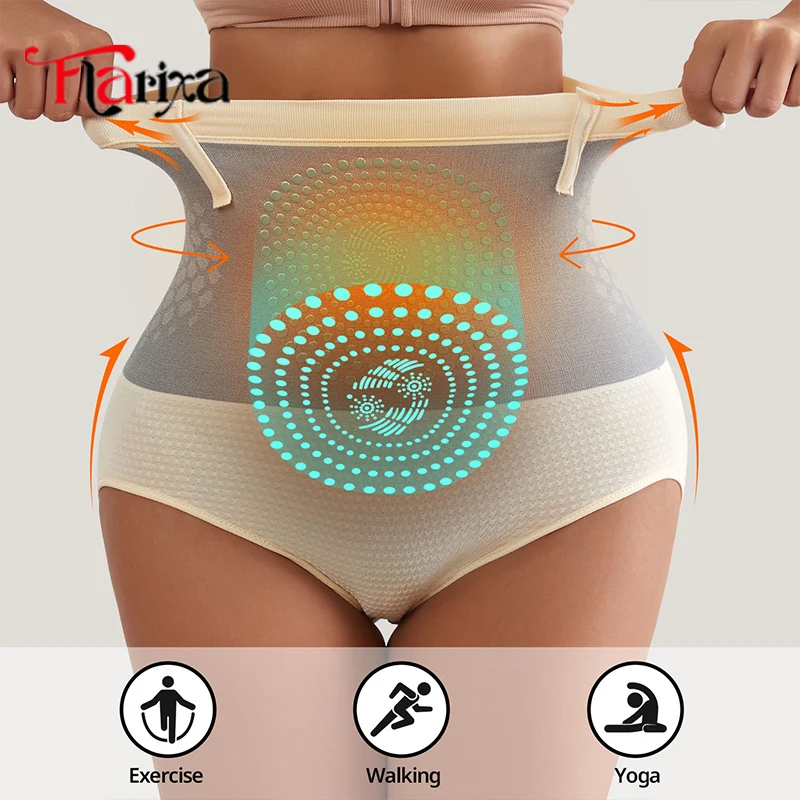 Flarixa Seamless Shapewear Panties Women High Waist Tummy Control Briefs Warm Underwear Body Shaper Comfortable Butt Lifter